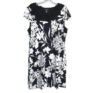 Black & White Floral Sleeveless Knee Length Dress Size XL